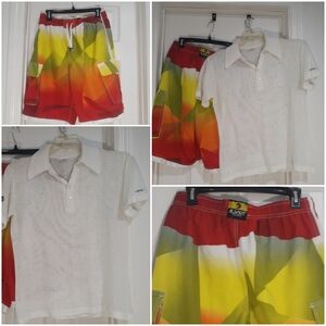 Vintage Head Mesh Polo + B. Split Colorblock Board Shorts